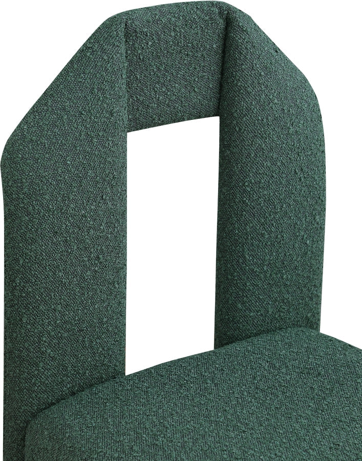 Bennett Boucle Fabric Upholstered Dining Chair in Green, Set of 2 - 997Green-C