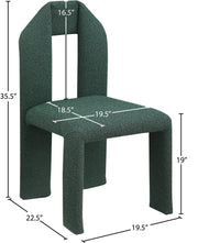 Bennett Boucle Fabric Upholstered Dining Chair in Green, Set of 2 - 997Green-C