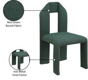 Bennett Boucle Fabric Upholstered Dining Chair in Green, Set of 2 - 997Green-C
