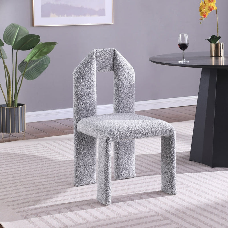 Bennett Boucle Fabric Upholstered Dining Chair in Grey, Set of 2 - 997Grey-C