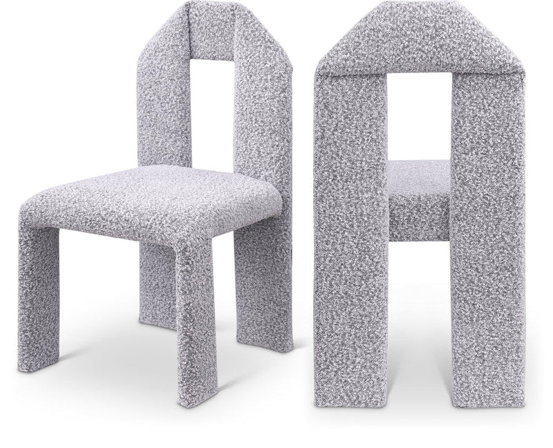 Bennett Boucle Fabric Upholstered Dining Chair in Grey, Set of 2 - 997Grey-C