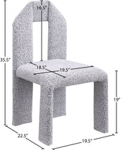 Bennett Boucle Fabric Upholstered Dining Chair in Grey, Set of 2 - 997Grey-C