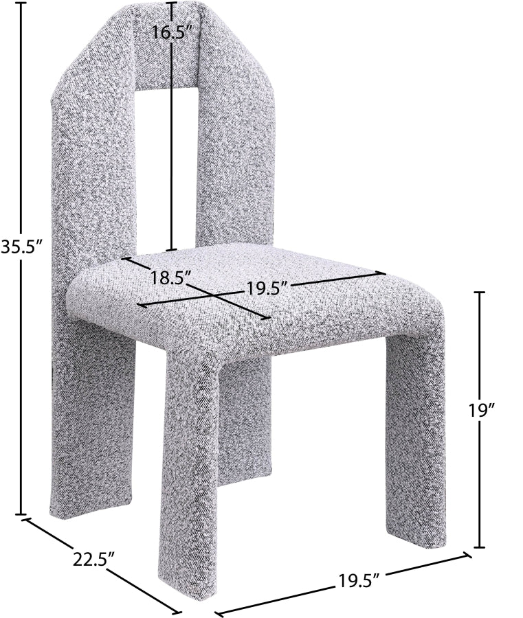 Bennett Boucle Fabric Upholstered Dining Chair in Grey, Set of 2 - 997Grey-C