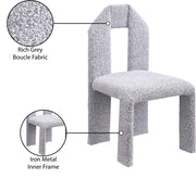 Bennett Boucle Fabric Upholstered Dining Chair in Grey, Set of 2 - 997Grey-C