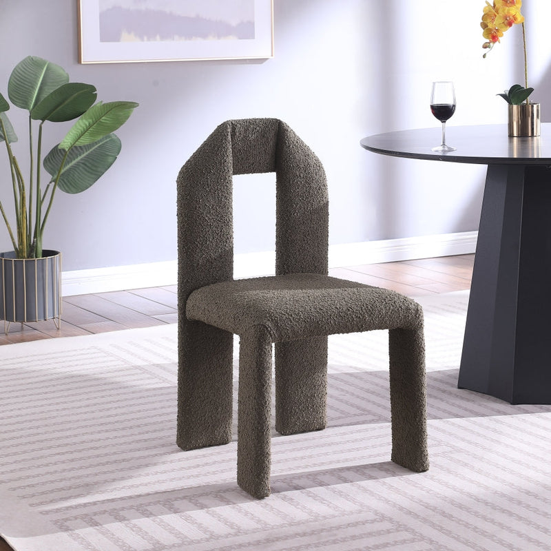 Bennett Boucle Fabric Upholstered Dining Chair in Olive, Set of 2 - 997Olive-C