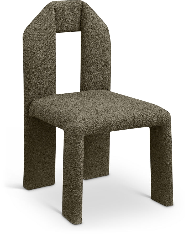 Bennett Boucle Fabric Upholstered Dining Chair in Olive, Set of 2 - 997Olive-C