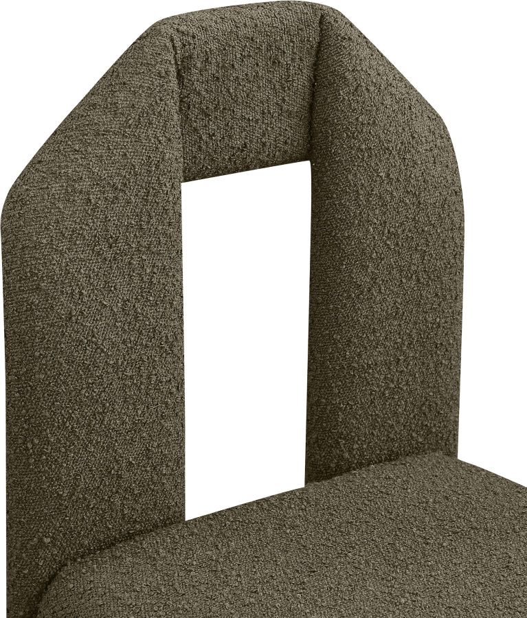 Bennett Boucle Fabric Upholstered Dining Chair in Olive, Set of 2 - 997Olive-C