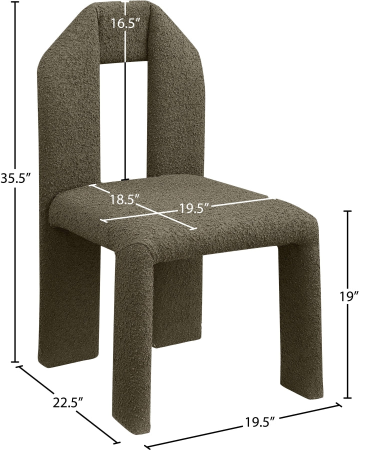 Bennett Boucle Fabric Upholstered Dining Chair in Olive, Set of 2 - 997Olive-C