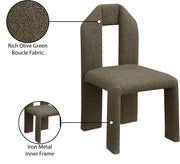 Bennett Boucle Fabric Upholstered Dining Chair in Olive, Set of 2 - 997Olive-C