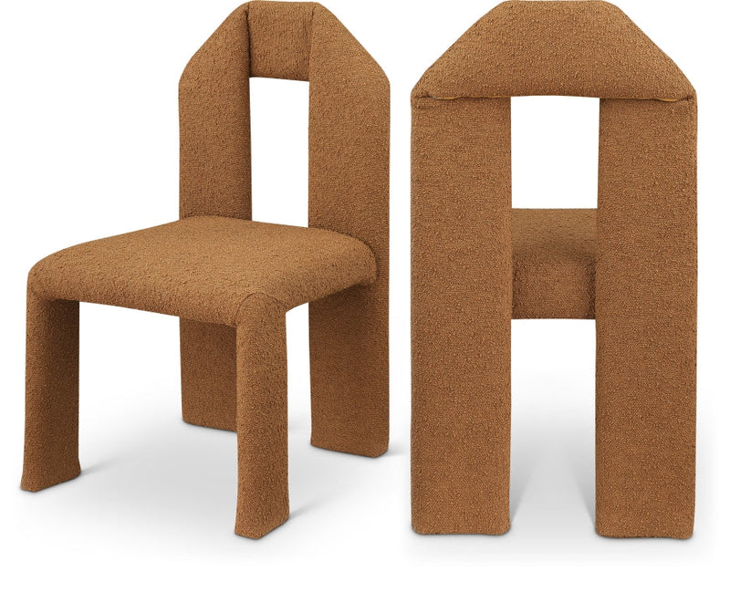 Bennett Boucle Fabric Upholstered Dining Chair in Saddle, Set of 2 - 997Saddle-C