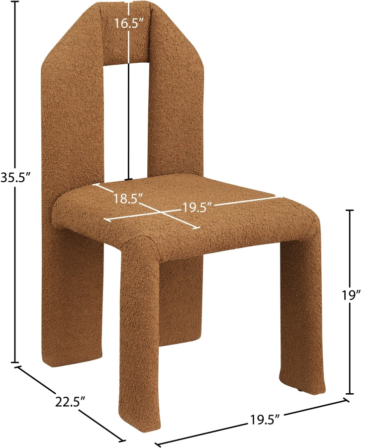 Bennett Boucle Fabric Upholstered Dining Chair in Saddle, Set of 2 - 997Saddle-C