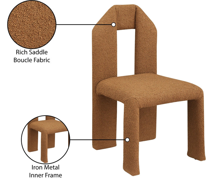 Bennett Boucle Fabric Upholstered Dining Chair in Saddle, Set of 2 - 997Saddle-C