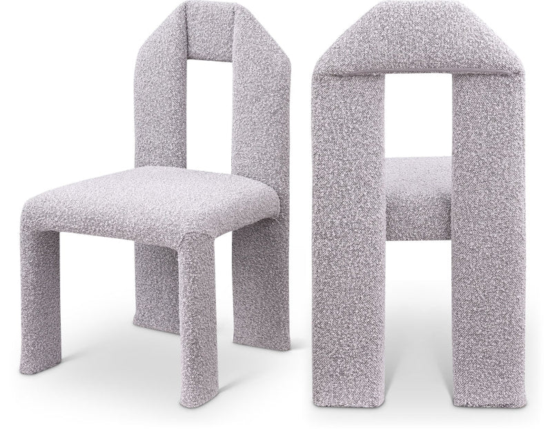 Bennett Boucle Fabric Upholstered Dining Chair in Taupe, Set of 2 - 997Taupe-C