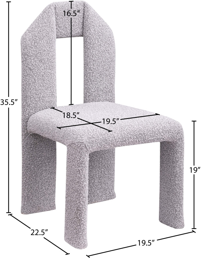 Bennett Boucle Fabric Upholstered Dining Chair in Taupe, Set of 2 - 997Taupe-C