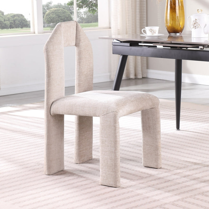 Bennett Chenille Fabric Upholstered Dining Chair in Beige, Set of 2 - 998Beige-C
