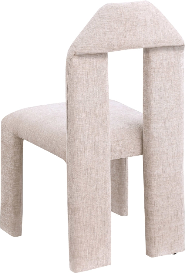 Bennett Chenille Fabric Upholstered Dining Chair in Beige, Set of 2 - 998Beige-C