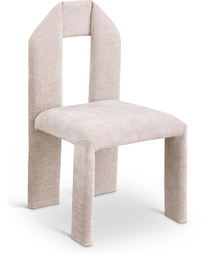 Bennett Chenille Fabric Upholstered Dining Chair in Beige, Set of 2 - 998Beige-C