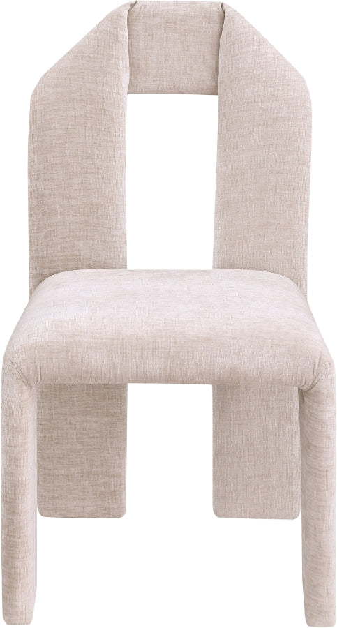 Bennett Chenille Fabric Upholstered Dining Chair in Beige, Set of 2 - 998Beige-C