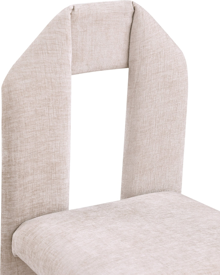 Bennett Chenille Fabric Upholstered Dining Chair in Beige, Set of 2 - 998Beige-C