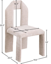 Bennett Chenille Fabric Upholstered Dining Chair in Beige, Set of 2 - 998Beige-C