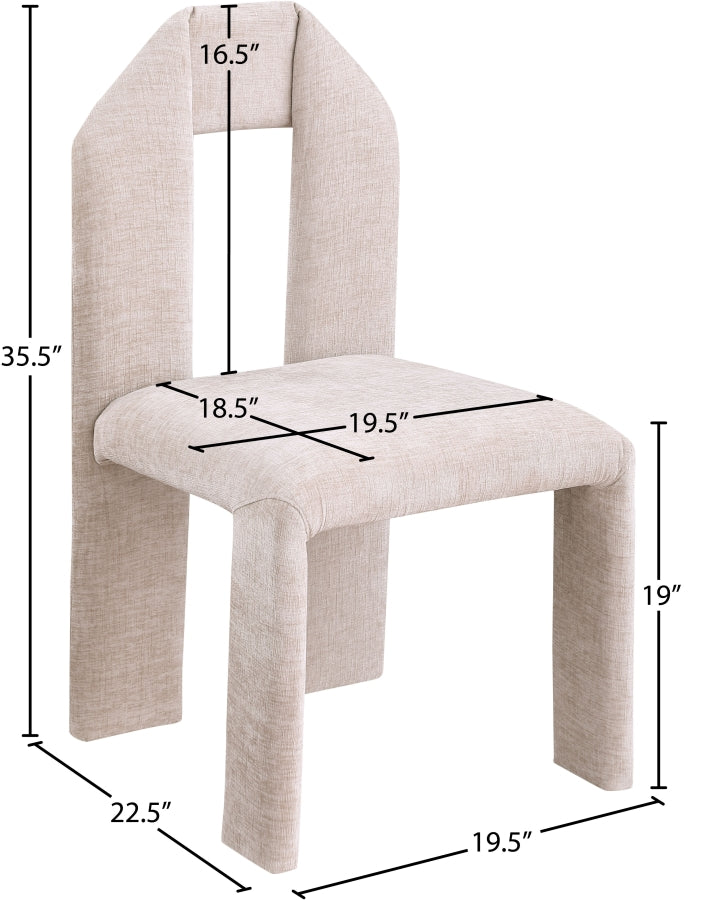 Bennett Chenille Fabric Upholstered Dining Chair in Beige, Set of 2 - 998Beige-C