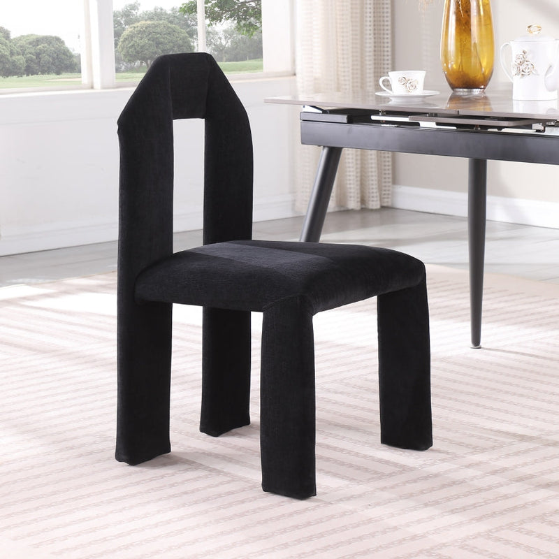 Bennett Chenille Fabric Upholstered Dining Chair in Black, Set of 2 - 998Black-C