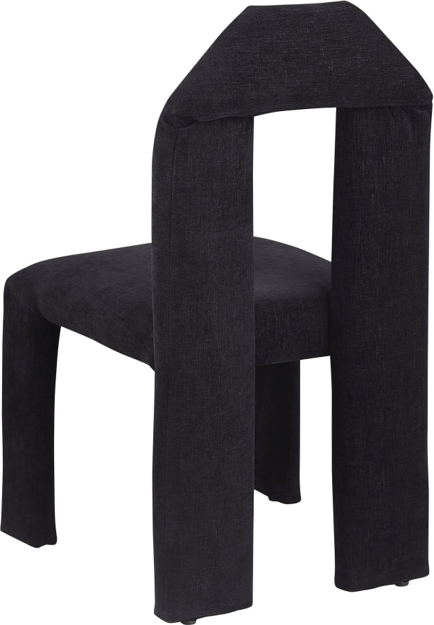 Bennett Chenille Fabric Upholstered Dining Chair in Black, Set of 2 - 998Black-C