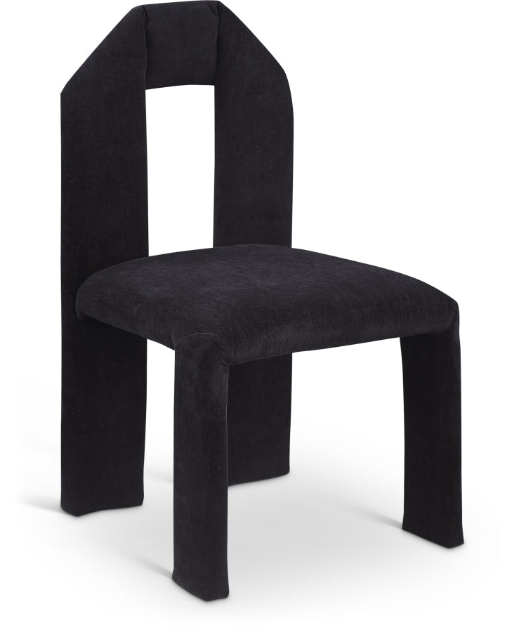Bennett Chenille Fabric Upholstered Dining Chair in Black, Set of 2 - 998Black-C