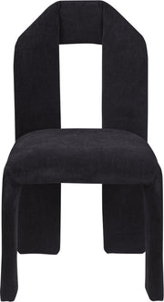 Bennett Chenille Fabric Upholstered Dining Chair in Black, Set of 2 - 998Black-C