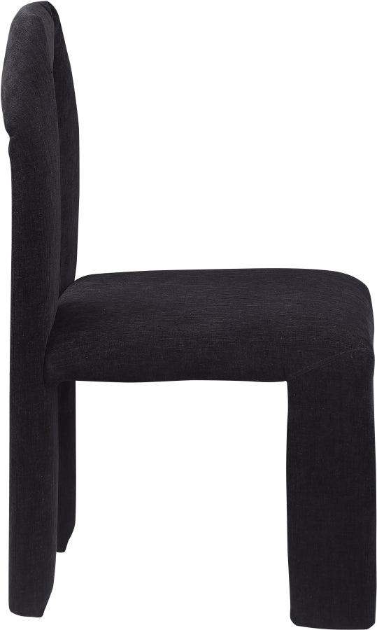 Bennett Chenille Fabric Upholstered Dining Chair in Black, Set of 2 - 998Black-C