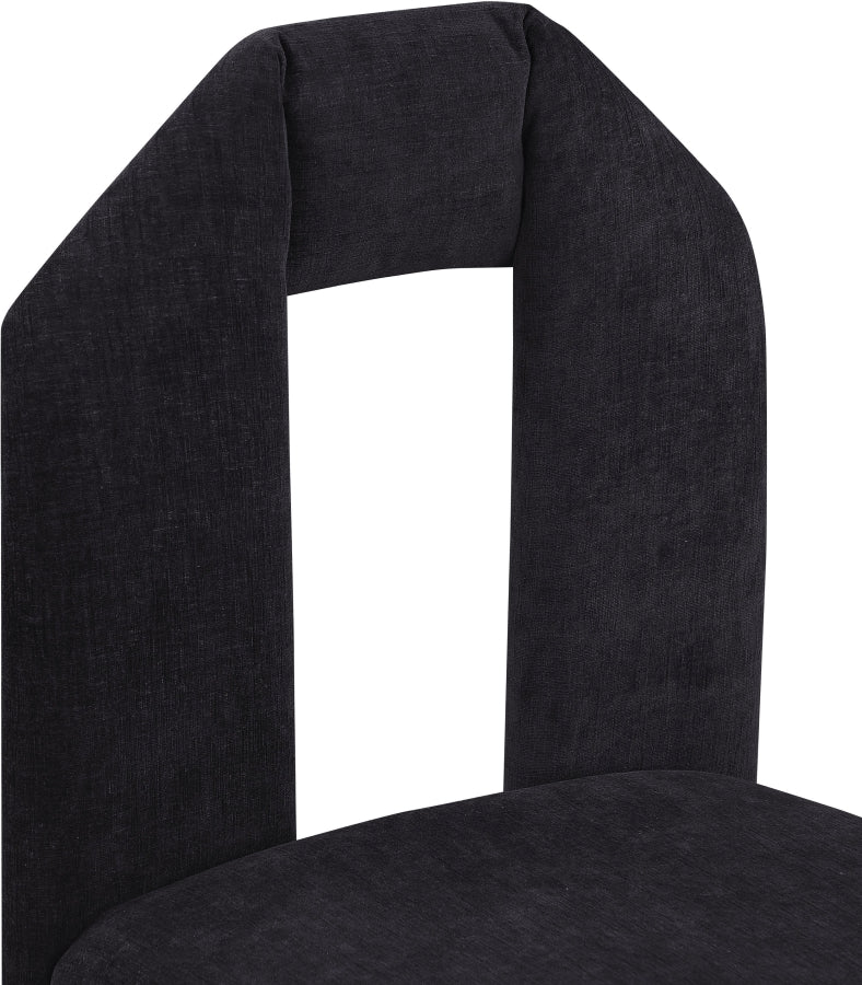 Bennett Chenille Fabric Upholstered Dining Chair in Black, Set of 2 - 998Black-C