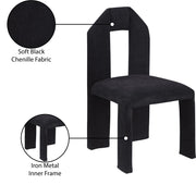 Bennett Chenille Fabric Upholstered Dining Chair in Black, Set of 2 - 998Black-C
