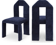 Bennett Chenille Fabric Upholstered Dining Chair in Blue, Set of 2 - 998Navy-C