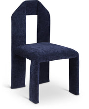 Bennett Chenille Fabric Upholstered Dining Chair in Blue, Set of 2 - 998Navy-C