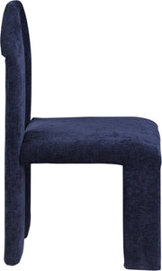 Bennett Chenille Fabric Upholstered Dining Chair in Blue, Set of 2 - 998Navy-C