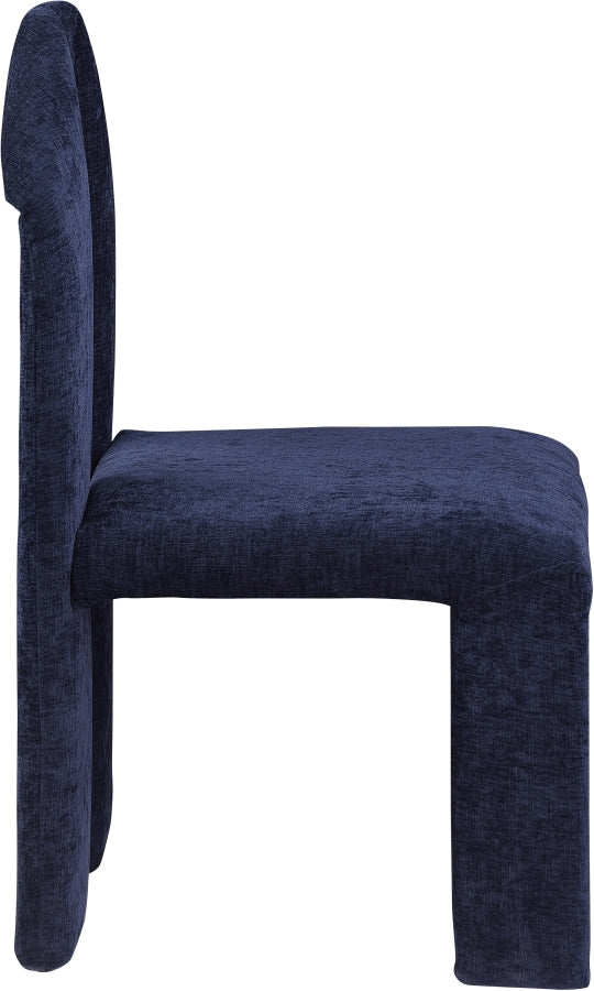 Bennett Chenille Fabric Upholstered Dining Chair in Blue, Set of 2 - 998Navy-C