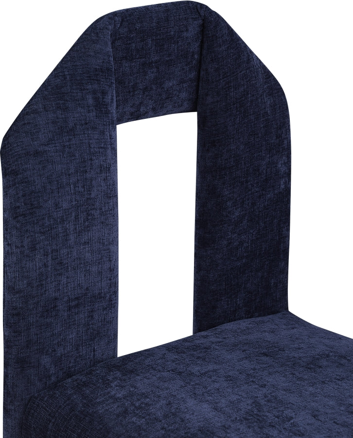 Bennett Chenille Fabric Upholstered Dining Chair in Blue, Set of 2 - 998Navy-C