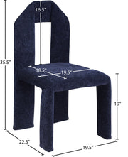Bennett Chenille Fabric Upholstered Dining Chair in Blue, Set of 2 - 998Navy-C