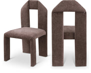 Bennett Chenille Fabric Upholstered Dining Chair in Brown, Set of 2 - 998Brown-C