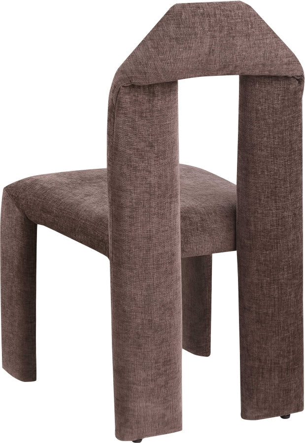 Bennett Chenille Fabric Upholstered Dining Chair in Brown, Set of 2 - 998Brown-C