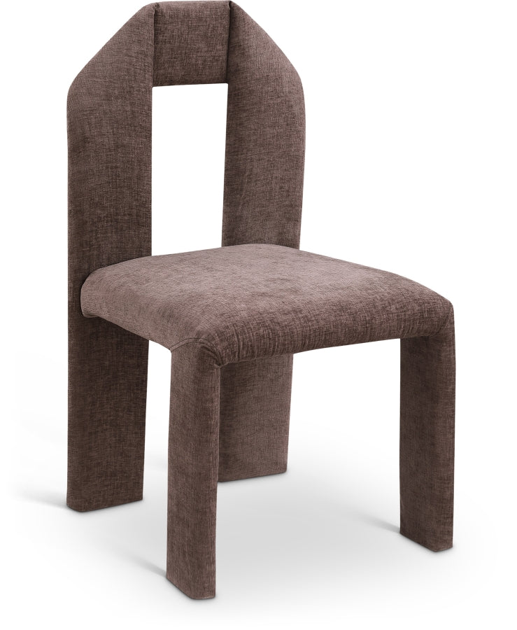 Bennett Chenille Fabric Upholstered Dining Chair in Brown, Set of 2 - 998Brown-C