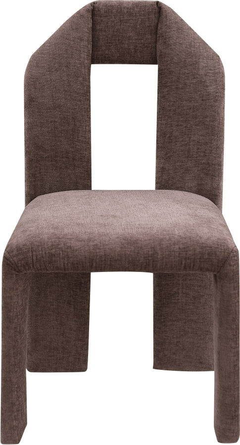 Bennett Chenille Fabric Upholstered Dining Chair in Brown, Set of 2 - 998Brown-C