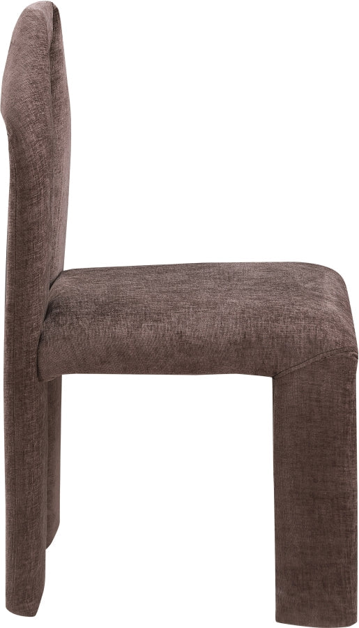 Bennett Chenille Fabric Upholstered Dining Chair in Brown, Set of 2 - 998Brown-C