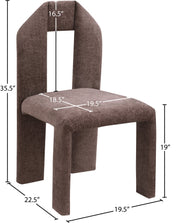 Bennett Chenille Fabric Upholstered Dining Chair in Brown, Set of 2 - 998Brown-C