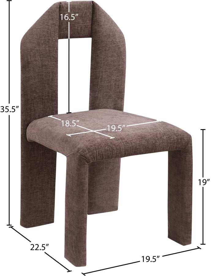 Bennett Chenille Fabric Upholstered Dining Chair in Brown, Set of 2 - 998Brown-C