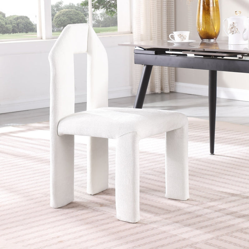 Bennett Chenille Fabric Upholstered Dining Chair in Cream, Set of 2 - 998Cream-C