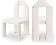 Bennett Chenille Fabric Upholstered Dining Chair in Cream, Set of 2 - 998Cream-C