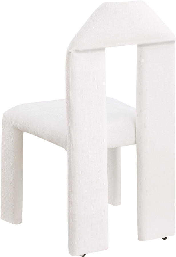 Bennett Chenille Fabric Upholstered Dining Chair in Cream, Set of 2 - 998Cream-C