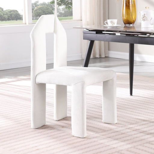 Bennett Chenille Fabric Upholstered Dining Chair in Cream, Set of 2 - 998Cream-C