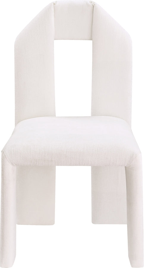 Bennett Chenille Fabric Upholstered Dining Chair in Cream, Set of 2 - 998Cream-C